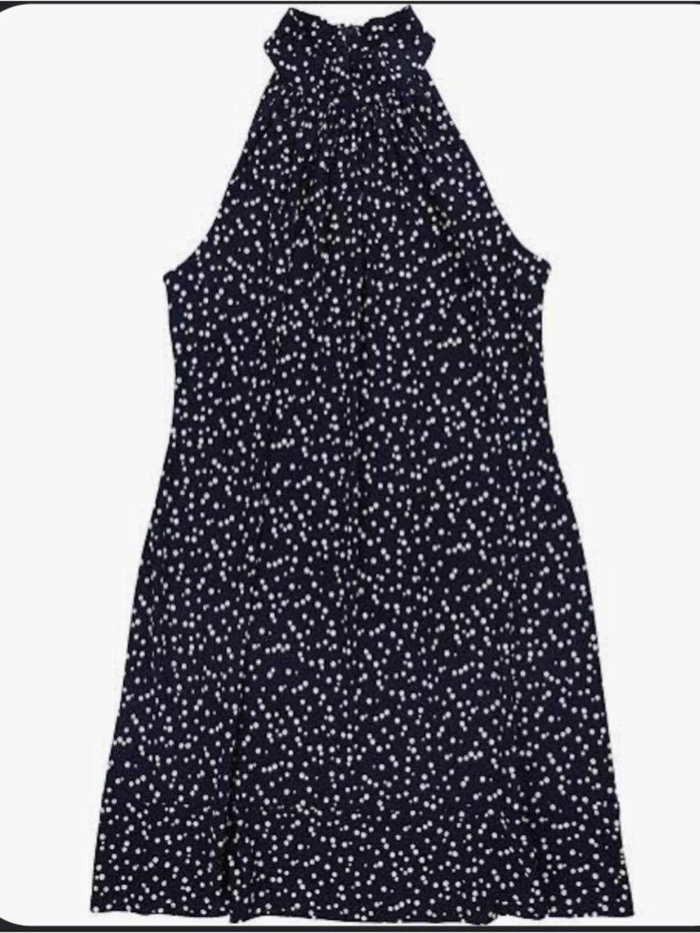 American Living Navy and White Polka Dot Halter Dress